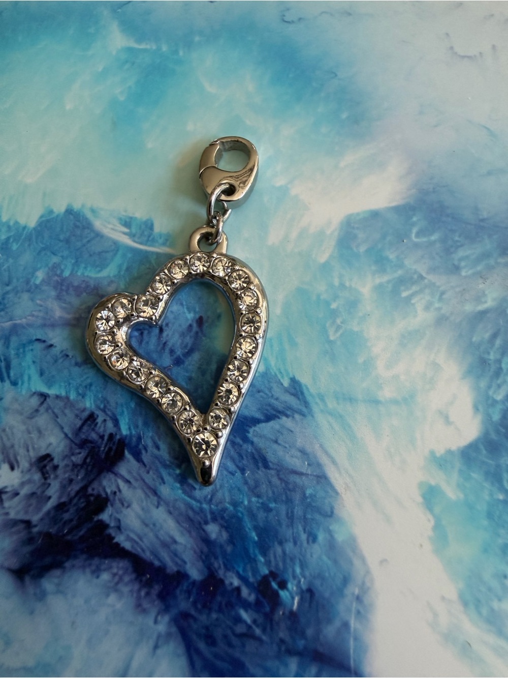 Avon “Forever”By Paula Abdul Silver Heart Charm with Clear Crystals